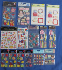 1 NEW Lot-15 Packages 3D Stickers Birthday Cardmaking Scrapbook Crafts DIY