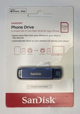 NEW SANDISK Phone Drive 256GB Made For iPhone | iPad (Color Blue) (Unopened) 