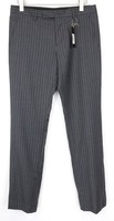 Richmond Herren Hose IT48 Grau Pure Schurwolle Gestreift Flache Vorderseite