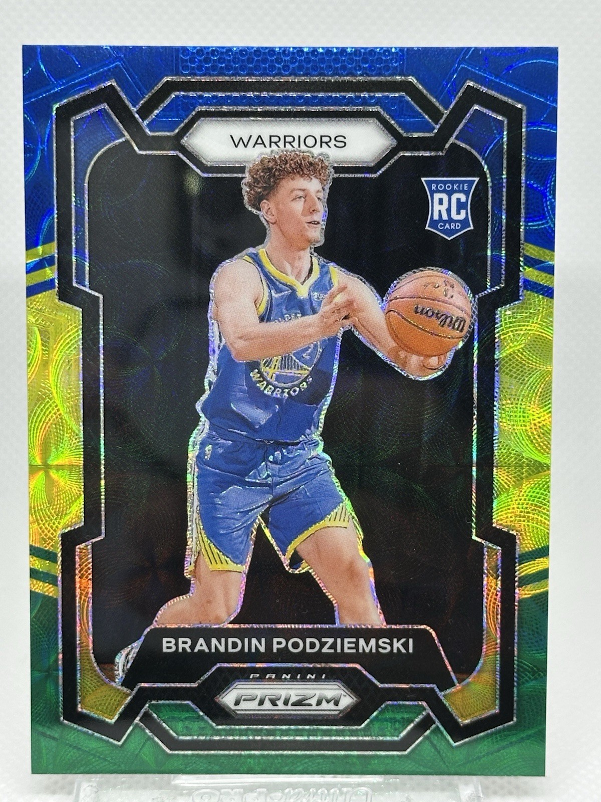 🔥 2023-24 Prizm Choice Brandin Podziemski Blue Yellow Green #147 Rookie RC