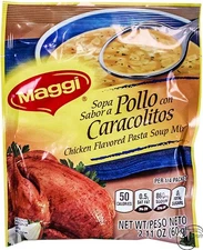 Maggi Chicken Flavored Pasta Soup Mix- Sopa Pollo con Caracolitos (6 Pack)