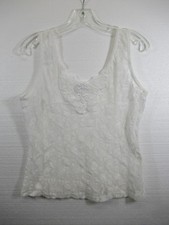 Vintage 90s Cinema Etoile Embroidered Sheer Lace Camisole Women Medium White