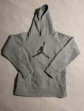 Nike Jordan Jumpman Hoodie Youth Medium Gray Pullover Sweatshirt Fleece Logo