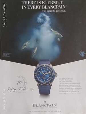 BLANCPAIN Vintage Print Ad !! '' Blue Watch ''