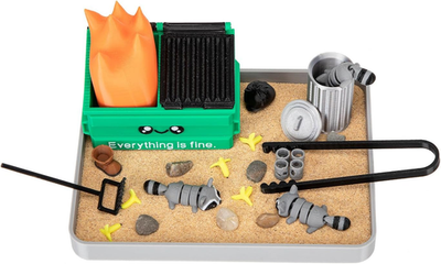 Dumpster Fire Zen Garden Desk Decor - 3D Print Plastic Miniature