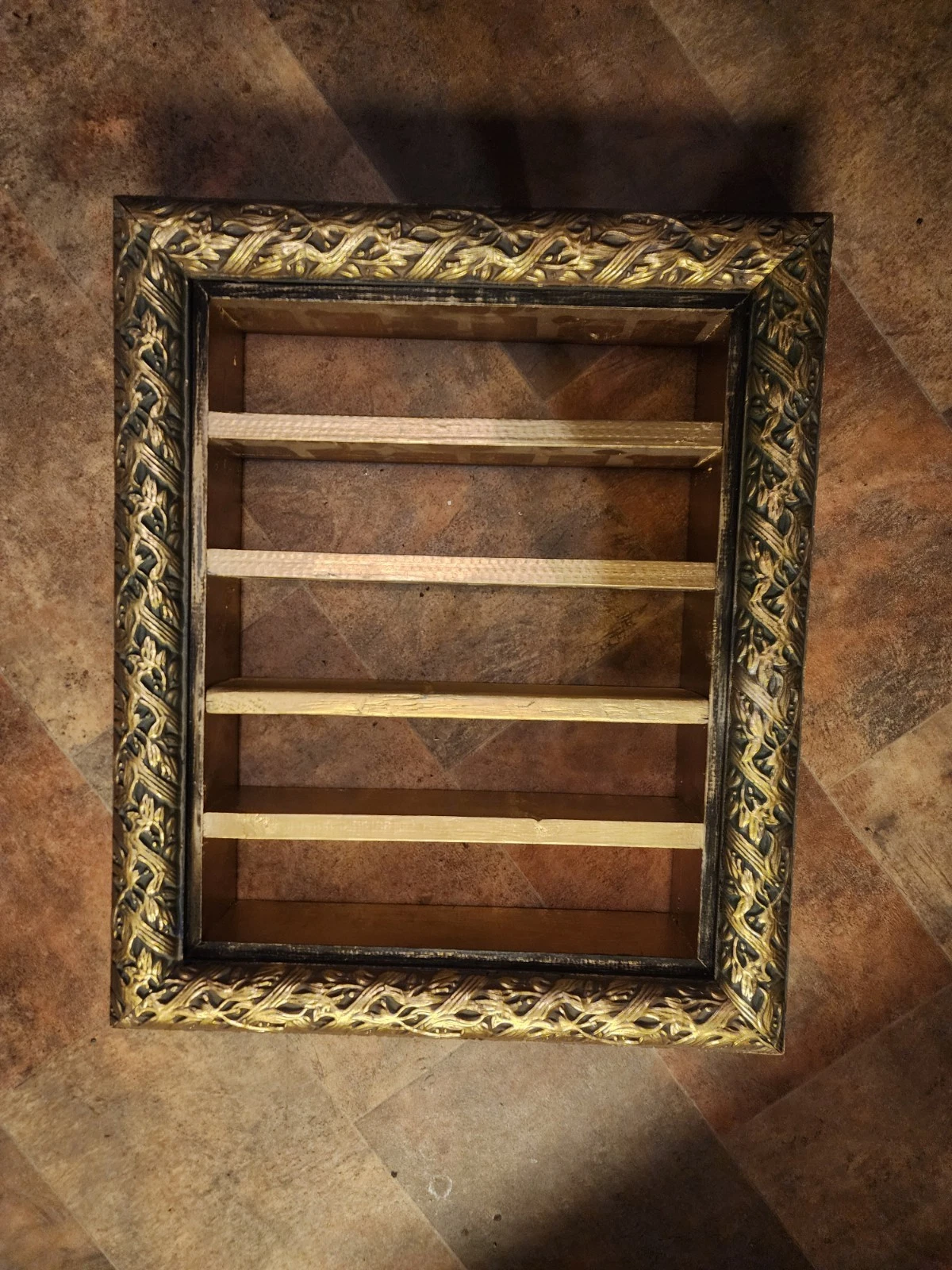 Vintage Solid Wood Framed Wall Hanging Spice Rack Shelf For Lenox Spice Village