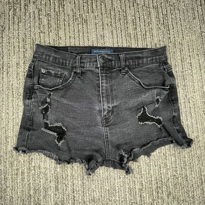 Aeropostale Size 6 Girls Youth Shorts Aero Cheeky Distressed Mid Rise Black