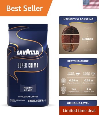 Aromatic Super Crema Coffee - Medium Roast Whole Beans (2.2 lb) for Rich Flavor