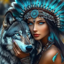 Miwixy Wolf Diamond Art Kits for Adults, American 12 x 12 x 0.4 inches, Girl