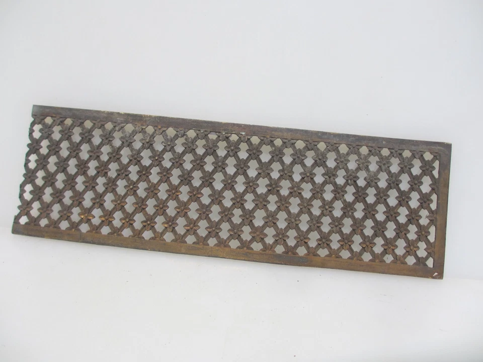 Victorian Brass Air Vent Grate Grille Cover Antique Georgian Gilt Old 4.5"x14.5" - Image 4 of 4