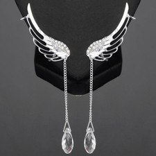 SEXY SPARKLES Angel Wing Earrings Silver Tone...
