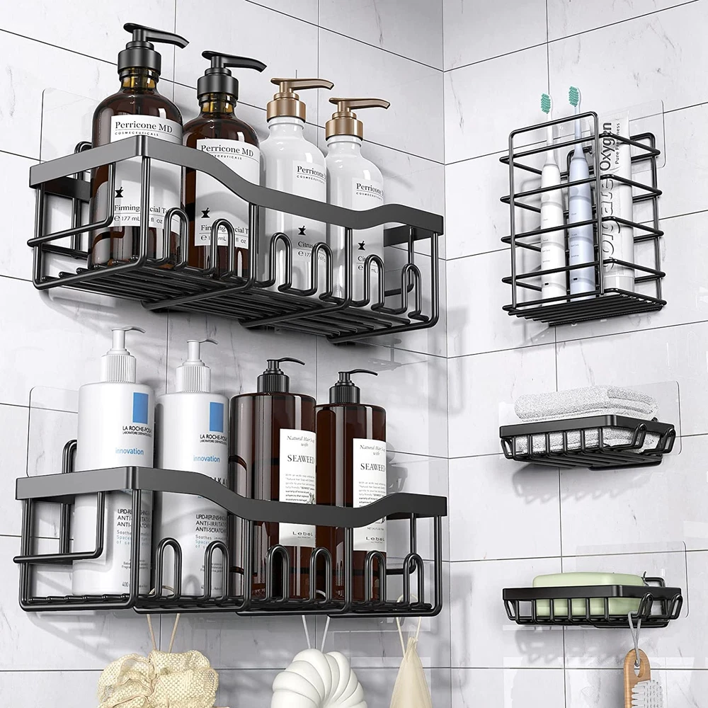 5-Pack Adhesive Shower Caddy Organizer for Bathroom Storage & Home Decor 5-Pack Adhesive Shower Caddy Organizer for Bathroom Storage & Home Decor