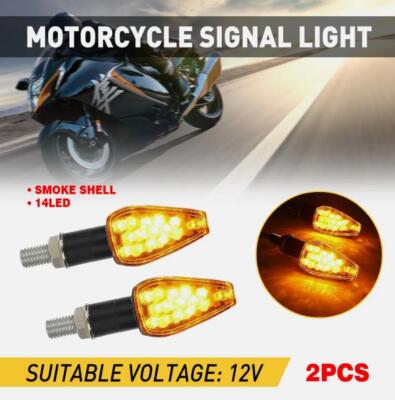 2X Universal Mini Motorcycle LED Turn Signals Blinker Light Indicator Amber Lamp