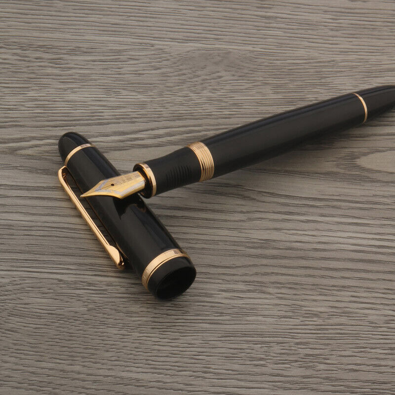 JINHAO X850 fountain pen BLACK metal EF golden ink pens NEW