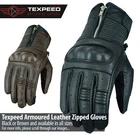 Motorbike Motorcycle Leather Gloves Zipped Biker Armoured Protection