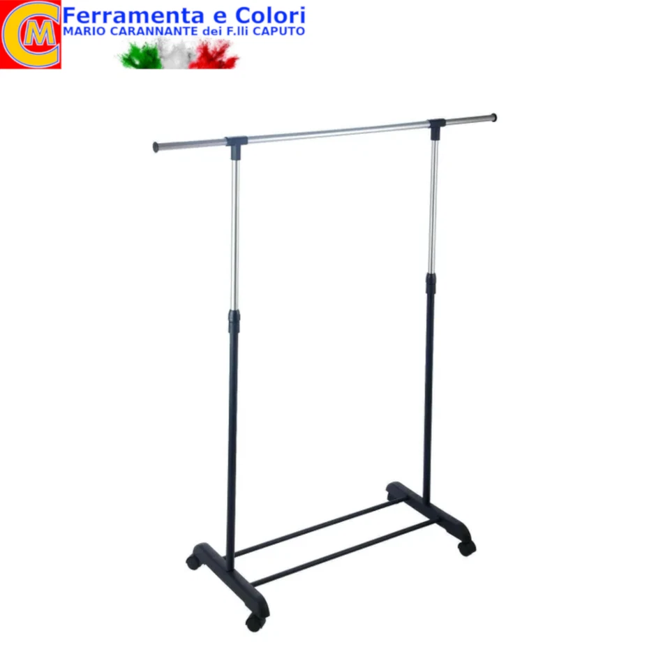 Appendiabiti Stander Con Ruote Attaccapanni Salvaspazio Regolabile Altezza Lungh - Immagine 4 di 4