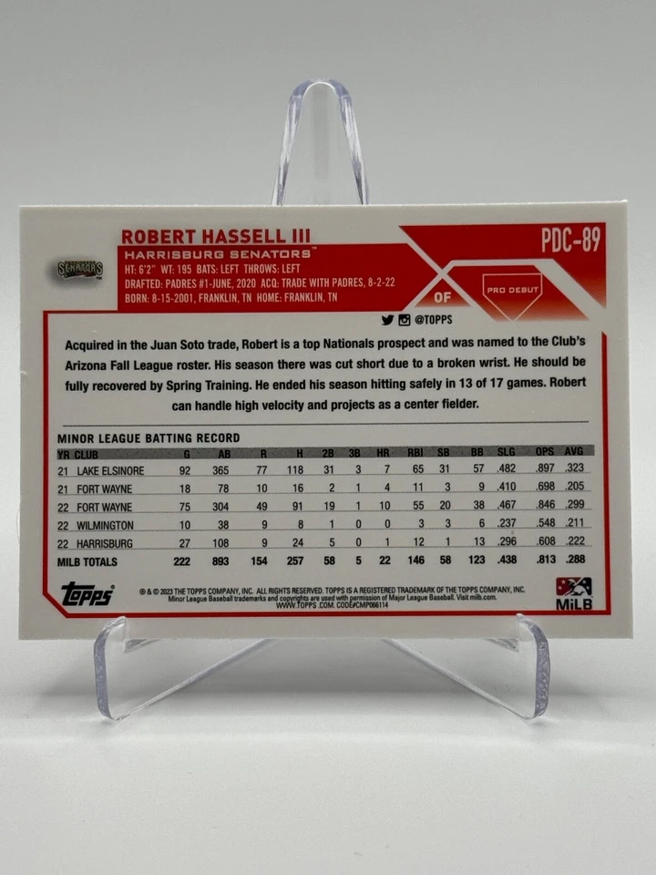 2023 Topps Pro Debut Chrome #PDC-89 ROBERT HASSELL III - Image 2 of 2