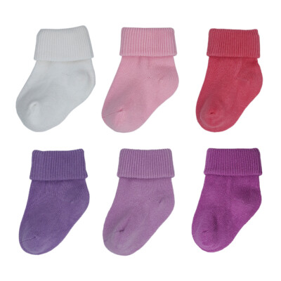Dafi soft 6 Pairs Newborn Baby Socks Girls, Cotton, Made in Turkey