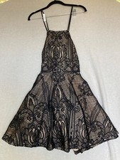 Dark Romantic Dress Black Lace Overlay Mini Small Lined Halter Fairy