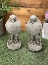 STONE GARDEN PAIR OF BIRD DOVE PIGEON  STATUE ORNAMENT