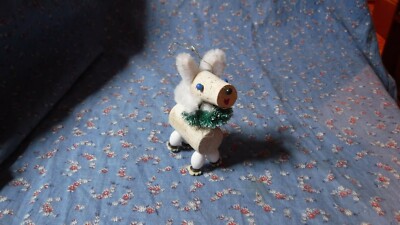Christmas Ornament Crafted Mixed Materials Inc. Wine Corks Dog  3 1/8 Inch HIgh