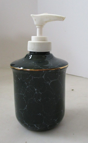 Bottiglia lozione ceramica finto marmo verde e bianco bordo oro di verde primavera - Foto 1 di 6