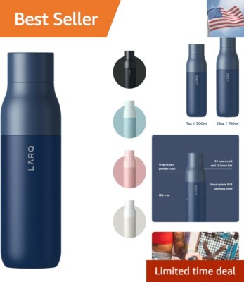 LARQ Bottle Twist Top 25oz - Insulated Stainless Steel Water Bottle, Keeps Drinks Cold 24hrs, Hot 12hrs (Monaco Blue) - View #4