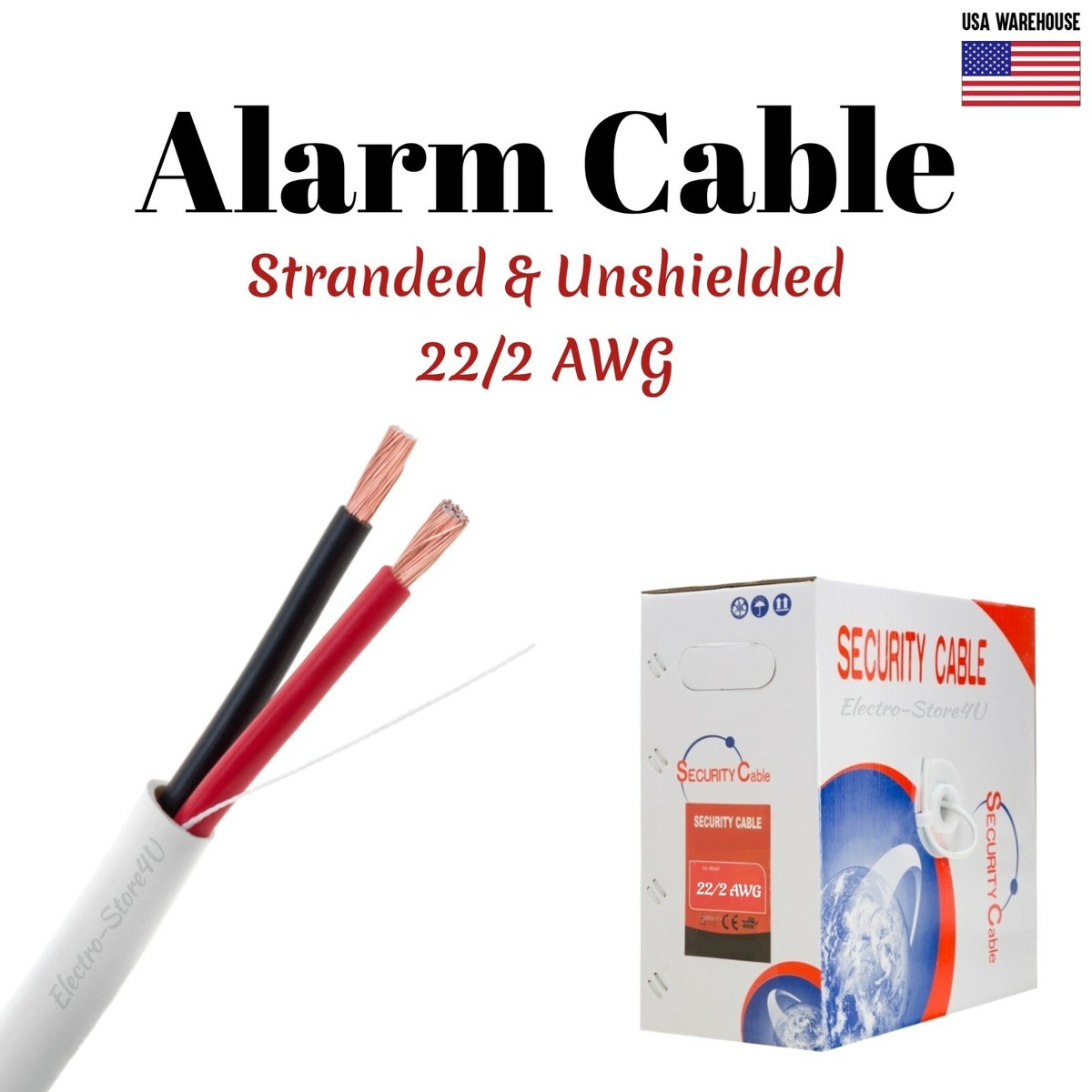 22 AWG Shielded Wire 22/2 Unshielded Security Alarm Wire - 500ft