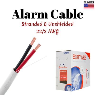 500ft Alarm Security Wire Cable 22/2 Gauge Stranded Conductor UTP Unshielded CCA