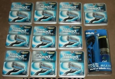 52 Gillette Mach3 TURBO Razor blades Cartridges Refills Fits M3 Power Shaver USA