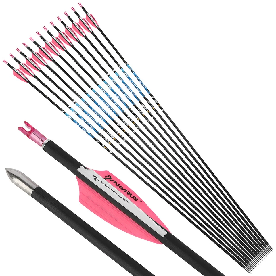 PANDARUS 12X Pure Carbon Arrows ID4.2 SP200-1500 Archery Bow Competition Target  - Image 2 of 4