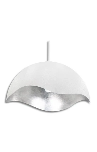 George Kovacs Eclos One Light Pendant, Textured White W/Silver Leaf - Picture 4 of 5