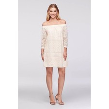Speechless Ivory Lace Off The Shoulder Mini Wedding Dress Size S