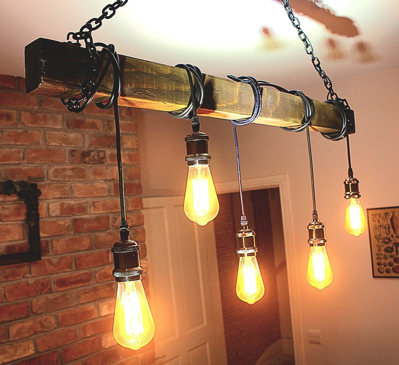 Isla Cocina Industrial Luz 115cm Rústica Madera Colgante Primavera Venta