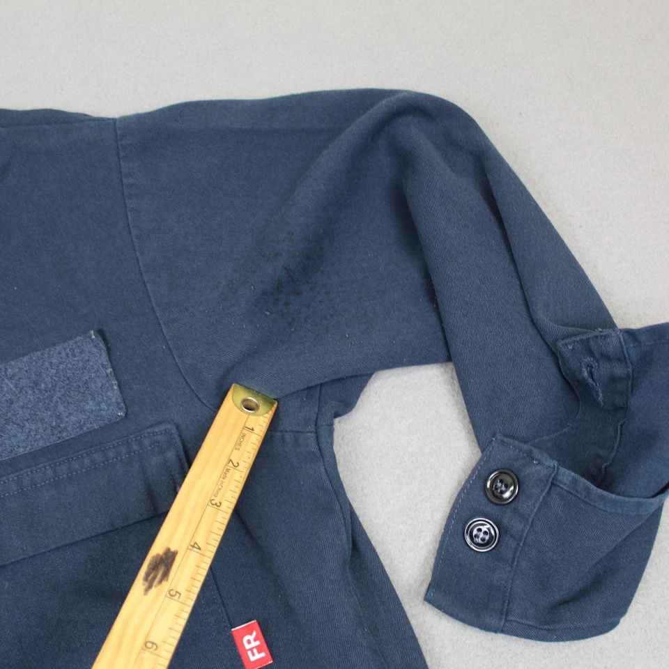 FR Flame Resistant Coveralls Mens Large Navy Blue Workwear Mechanic Suit Utility - Image 4 of 4