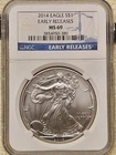 US Silver Eagle 2014 NGC MS 69  Early Releases. 3854950 - 380