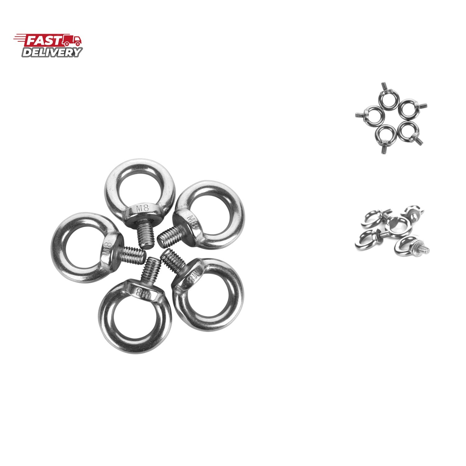 5 Pieces M8 Male Thread Machinery Shoulder Lifting Ring Eye Bolts