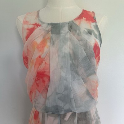 vince camuto pleated maxi dress Vince Camuto Floral Chiffon Pleated Maxi Dress Sleeveless Size 2 Multicolor