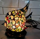 VINTAGE STAINED GLASS TIFFANY STYLE NIGHT LIGHT -SMALL LIGHT FISH