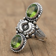 Green Peridot Gemstone 925 Sterling Silver Ring Handmade Jewelry Ring For Gift