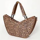 AD American Darling Western Tote Bag Hand Tooled Floral Carved Vegetable-Tanned
