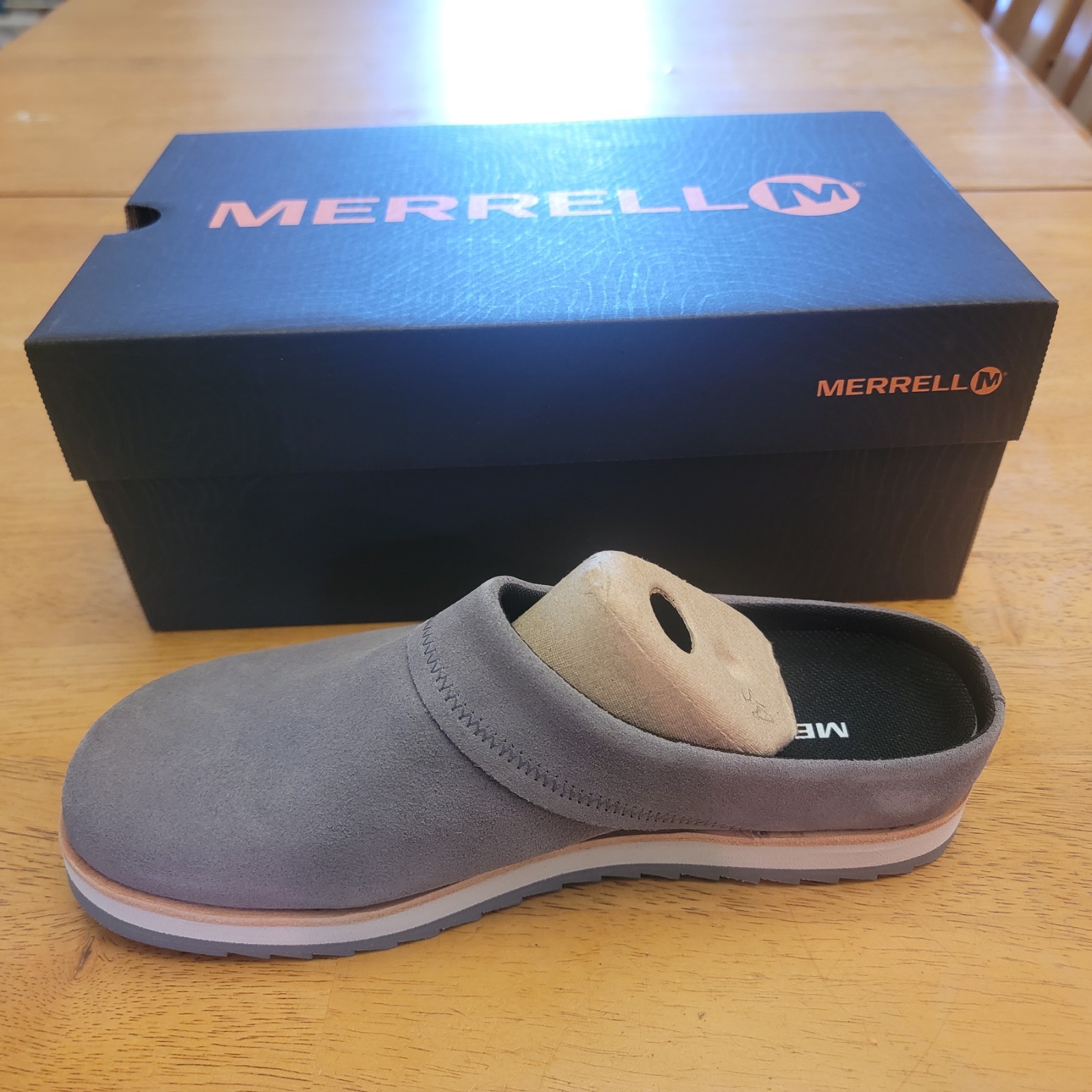 Merrell Juno zoccoli scarpa donna J001412 zoccoli mulo grigio scamosciato slip on taglia 8 5