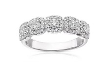 Image of Diamond Eternity Ring. 18ct White Gold 0.75ct Diamond Cushion Shape Halo