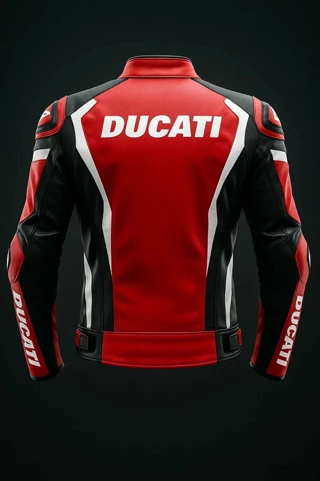 Ducati Red Black Motorcycle Leather Jacket Men Racing Biker Cowhide Moto Riding - Image 2 of 3