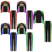 Kids Cheerleading Outfit School Cheer Uniform Fancy Top With Pants Boys Unisex