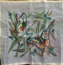 RARE FW Crafts Butterflies Needlepoint Kit by Danji - started