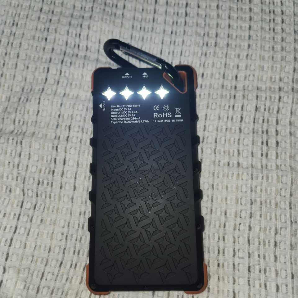 ToughTested Portable Power Bank 16000mAh w/ Solar Panel & Micro-USB Cable - Image 3 of 3