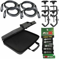 Lighting Accessories Package 25' Male-Female DMX Cables 4 Pack Clamps Case