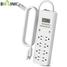 BN-LINK 8 Outlet Surge Protector with 7Day Digital Timer 4 Timed 4 Always On 