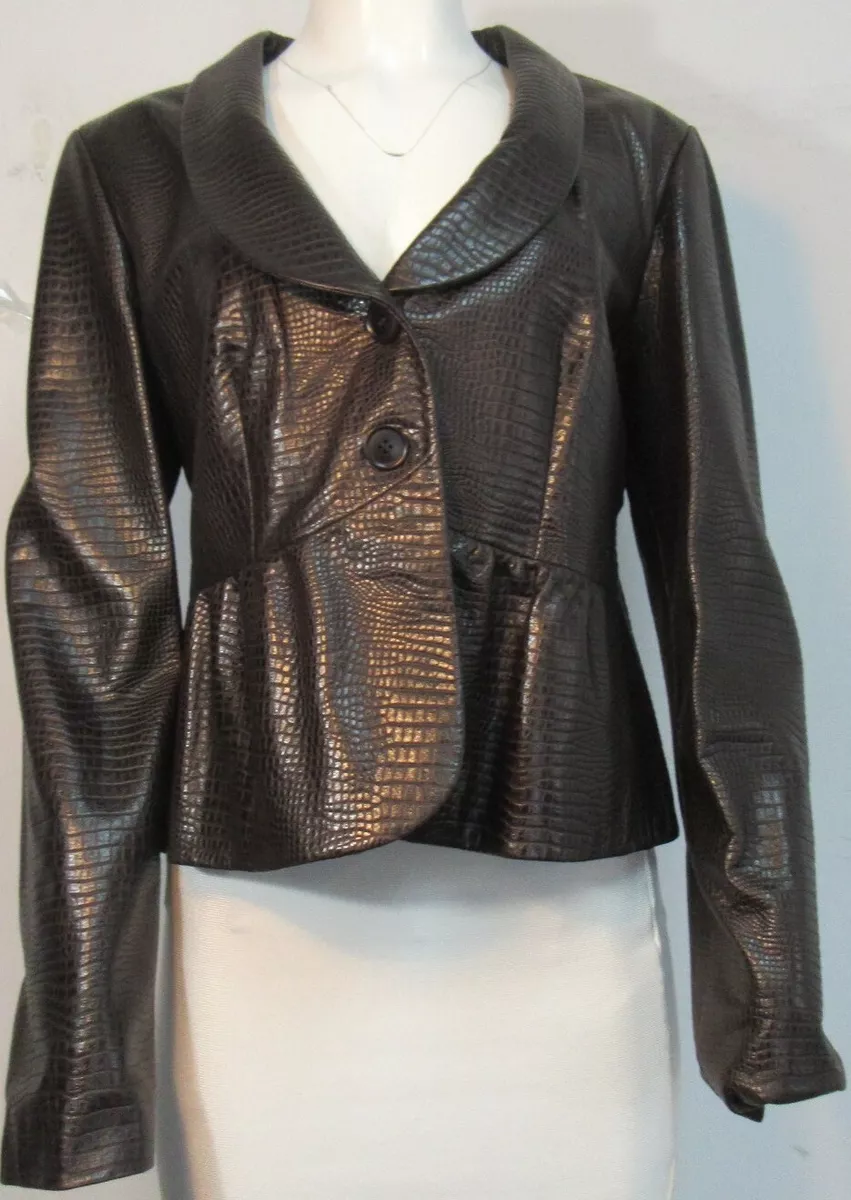 Armani collezioni leather jacket womens top